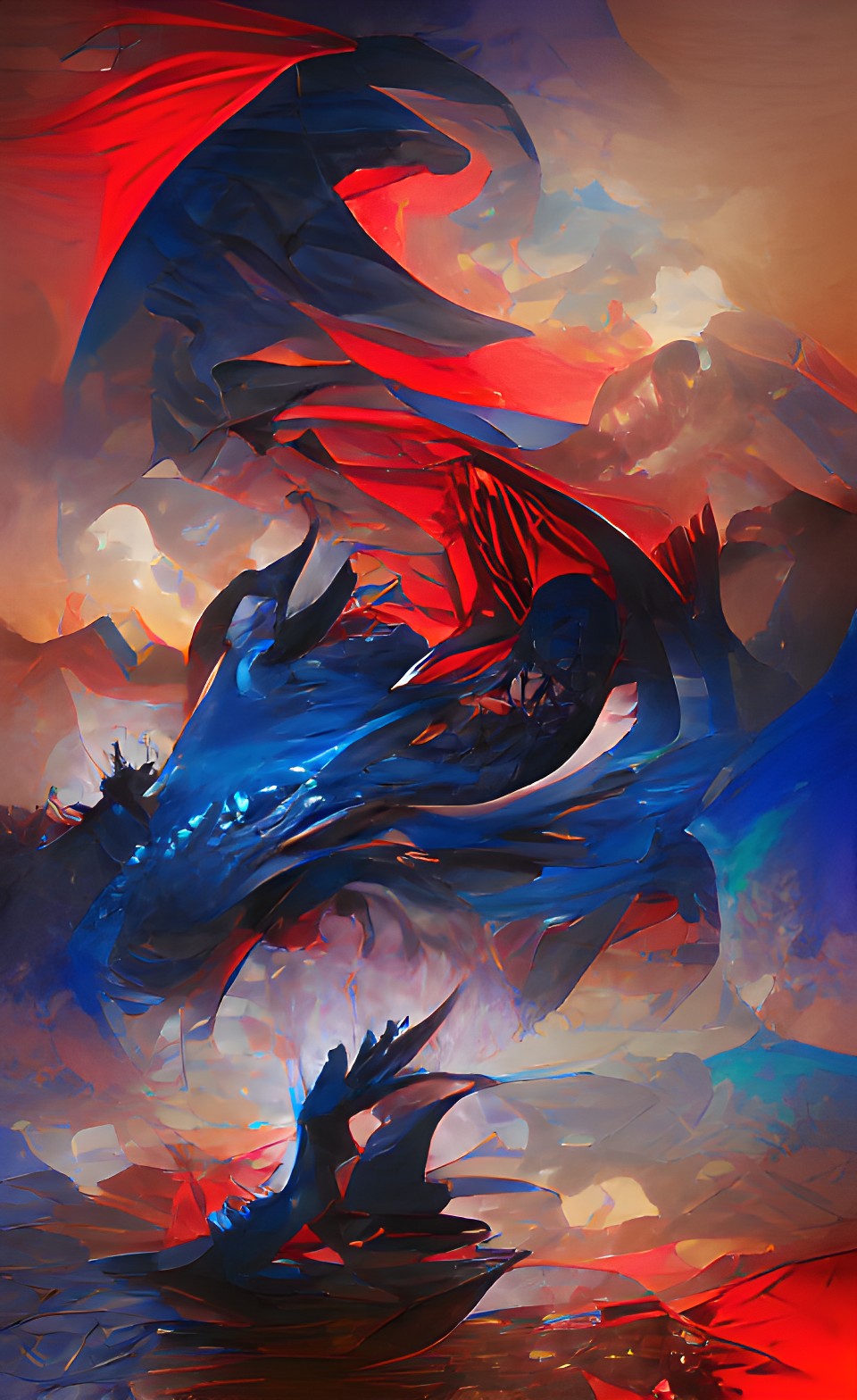 blue and black dragon with red preview