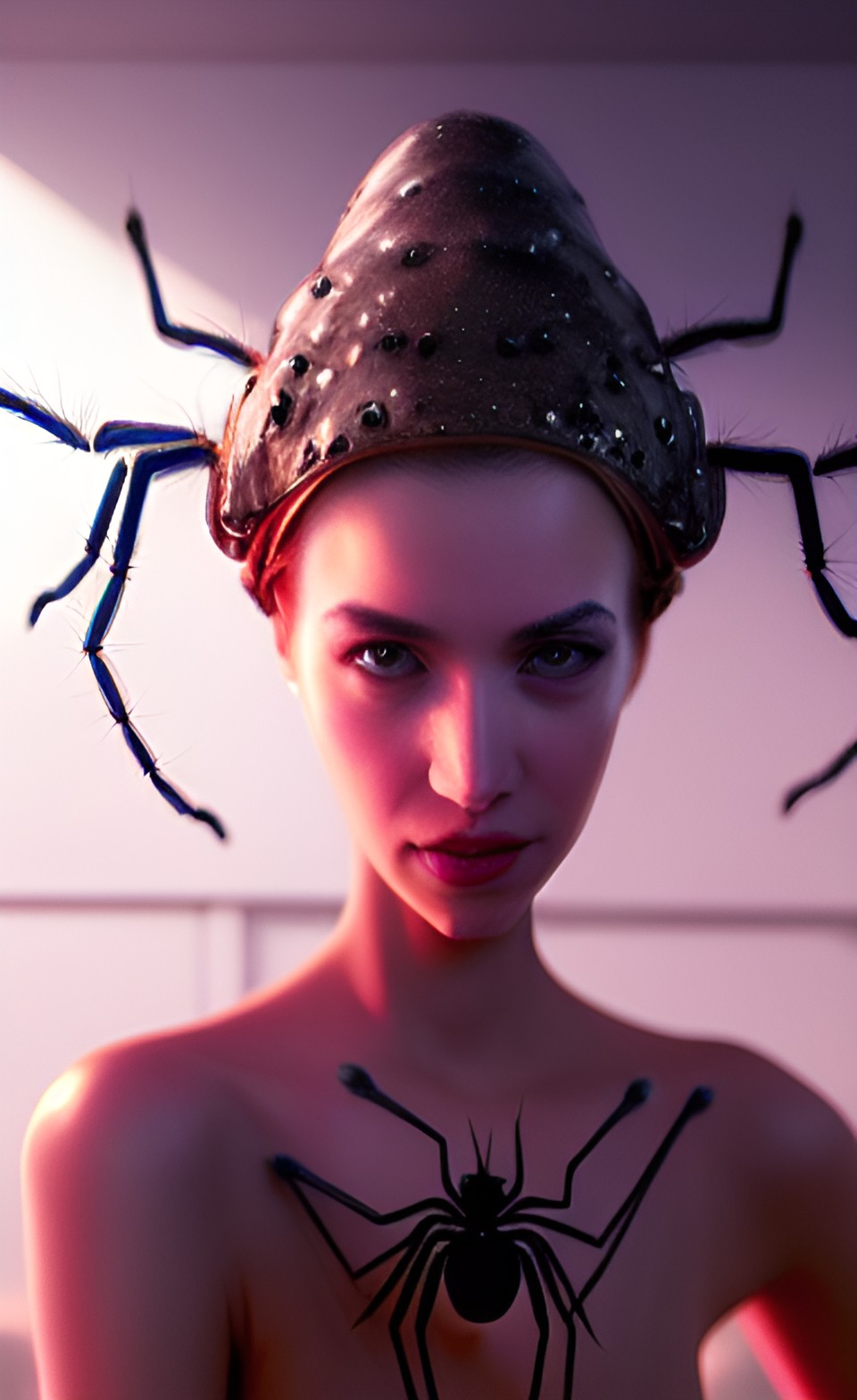 woman with spiders on her head preview