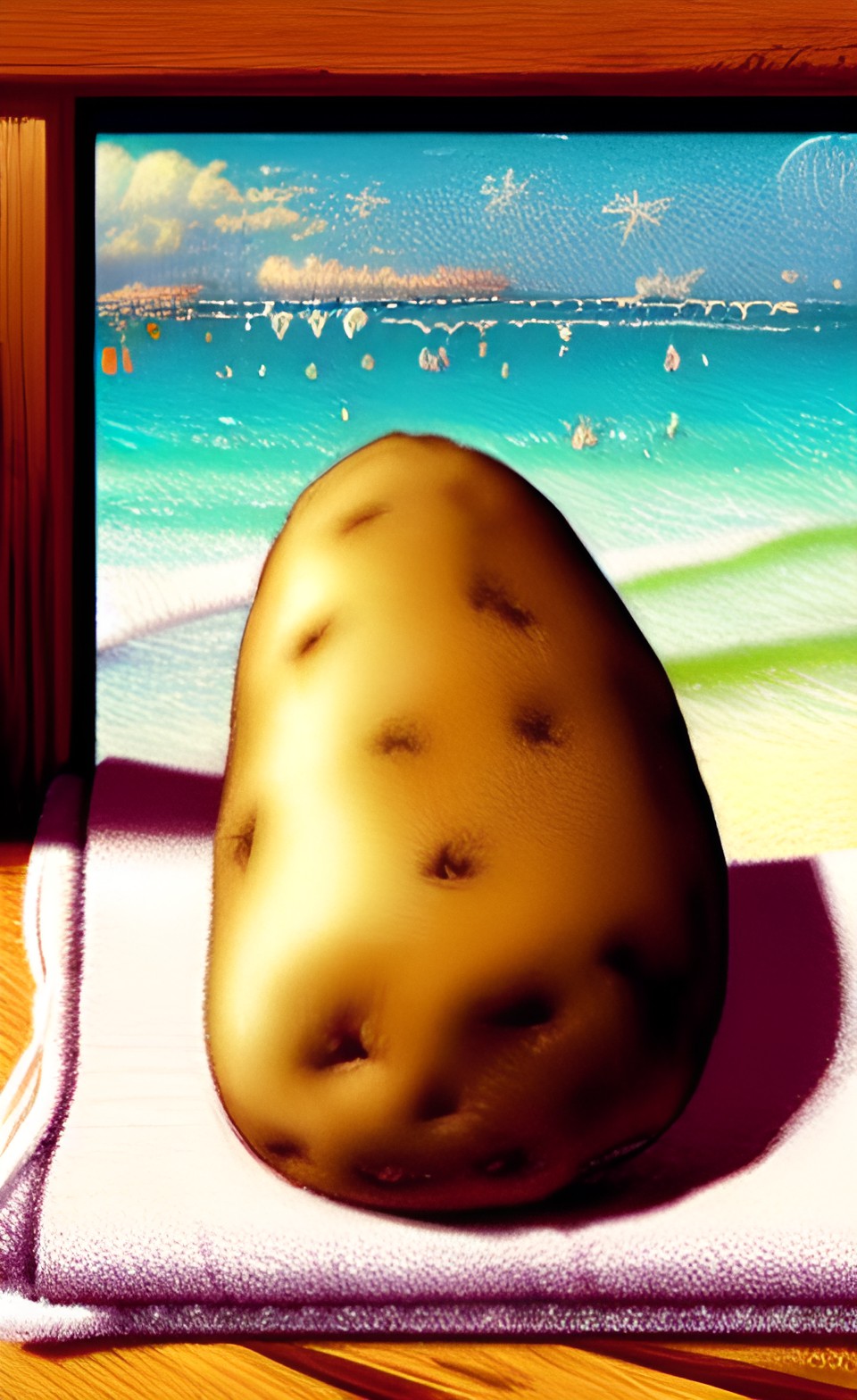 potato on a towel at the beach preview