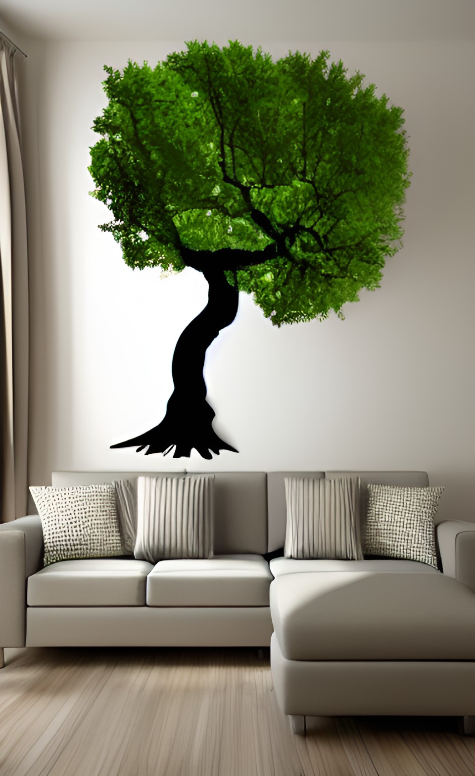 living room, tree motifs preview