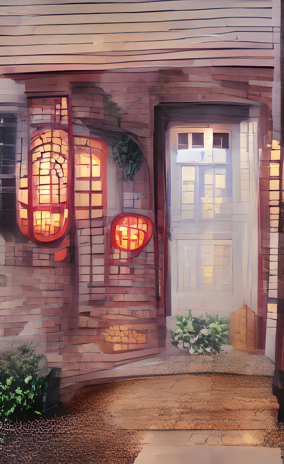 front door, lanterns, window preview