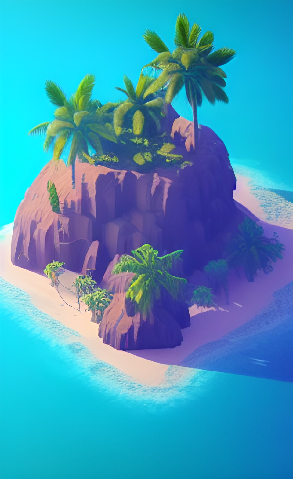 a tiny island with a palm tree in the atlantic ocean teaming with tropical fish preview