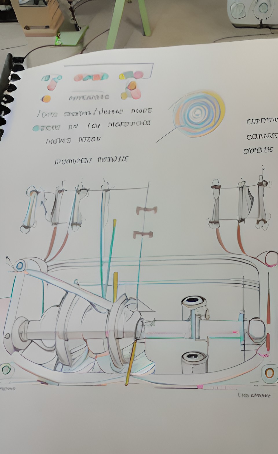 Vive ii - diagram of a wave making machine with added colorful highlights preview