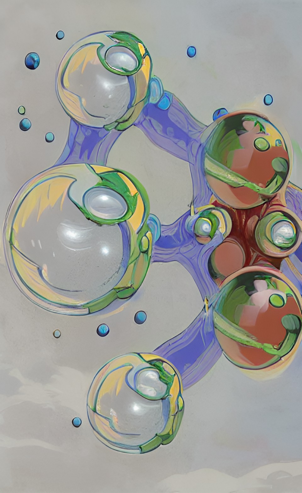 Organic Spheres ii - organic spheres connected by tubes of water preview