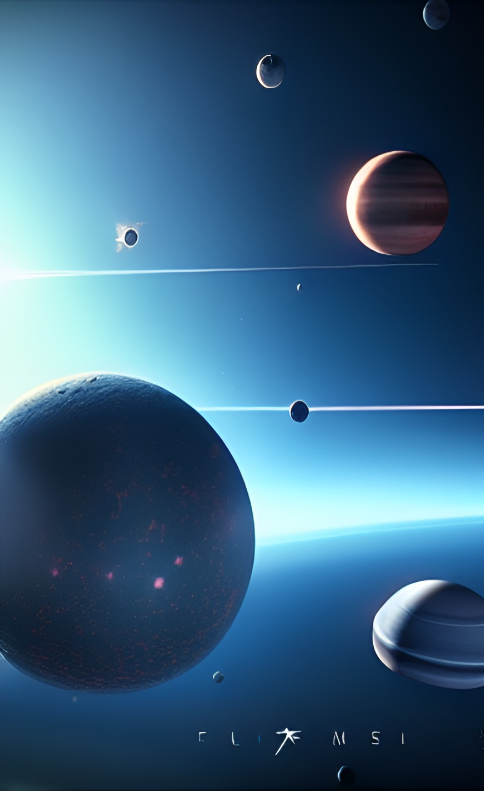 metal space station above planets in space with stars and nebula preview