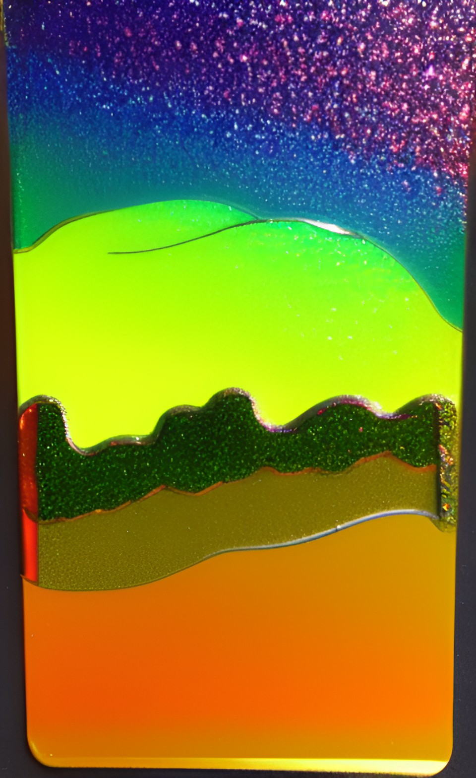 summer landscape, prismatic, glossy, glittery preview