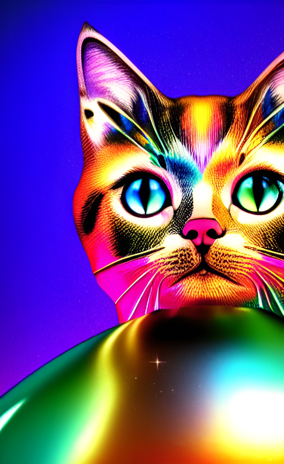 cat, prismatic, glossy, glittery, 3d preview