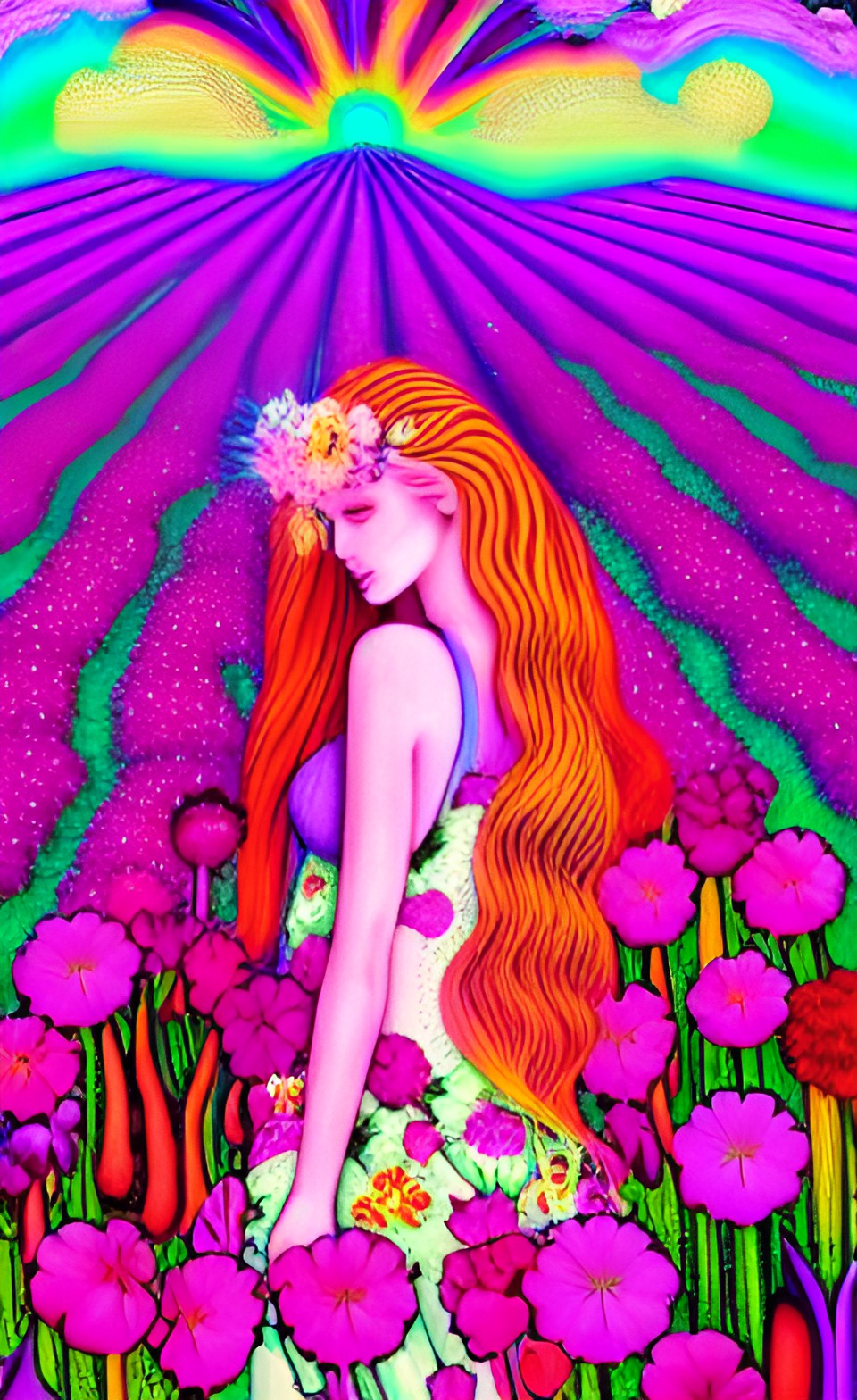 persephone in the spring, field of flowers preview