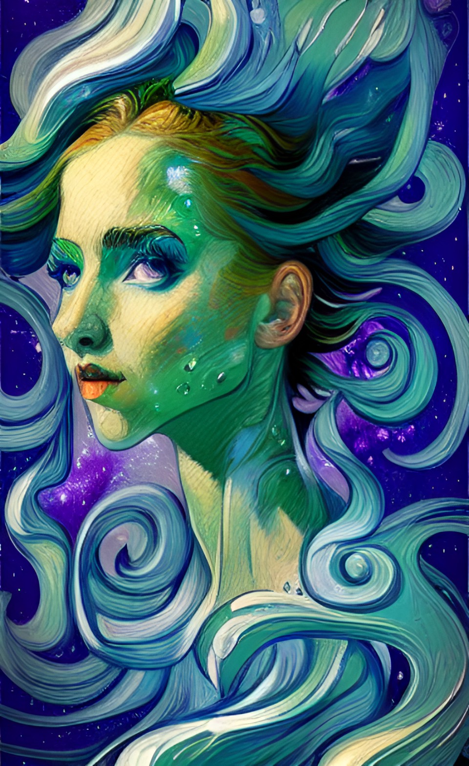 starlight goddess, whimsical, colorful, art nouveau preview