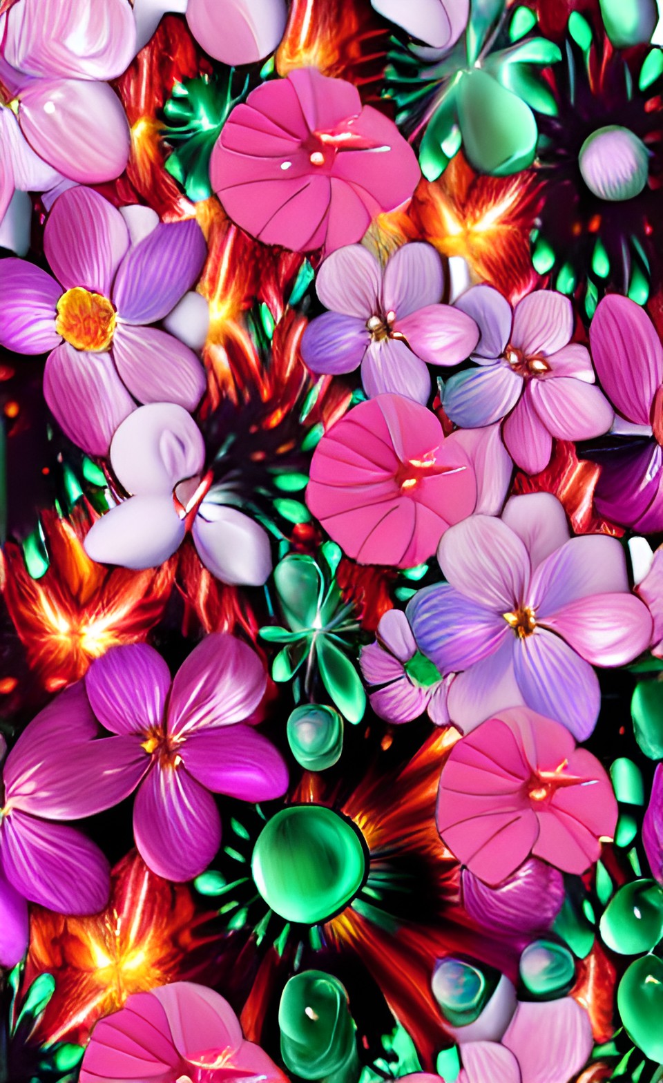 flowers prismatic glossy glittery 3d preview