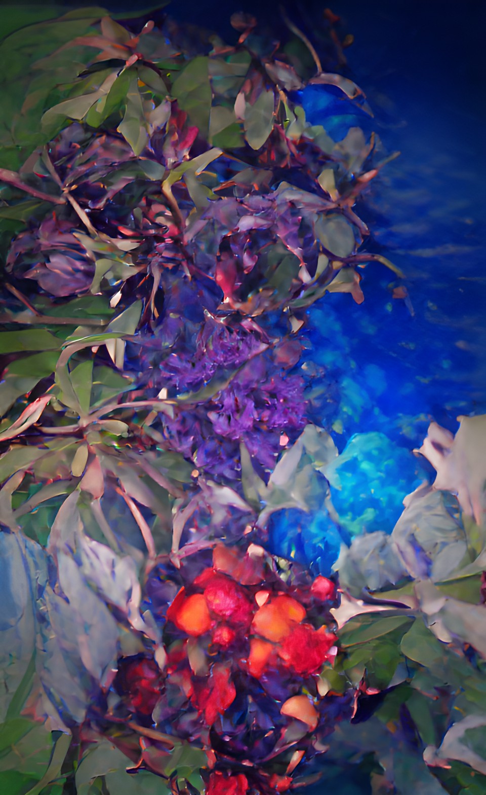 color wheel blue sea purple embers red flames orange fruit yellow flowers green leaves cyan water blue sky purple berries preview