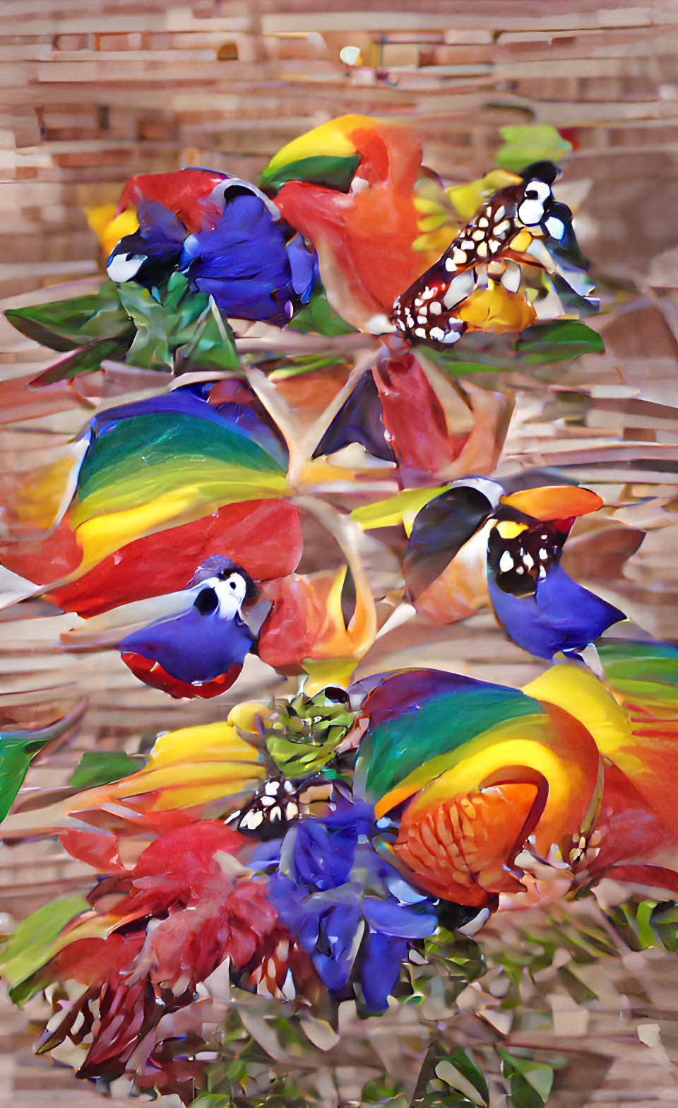 roygbiv birds rainbow butterflies color wheel flowers preview