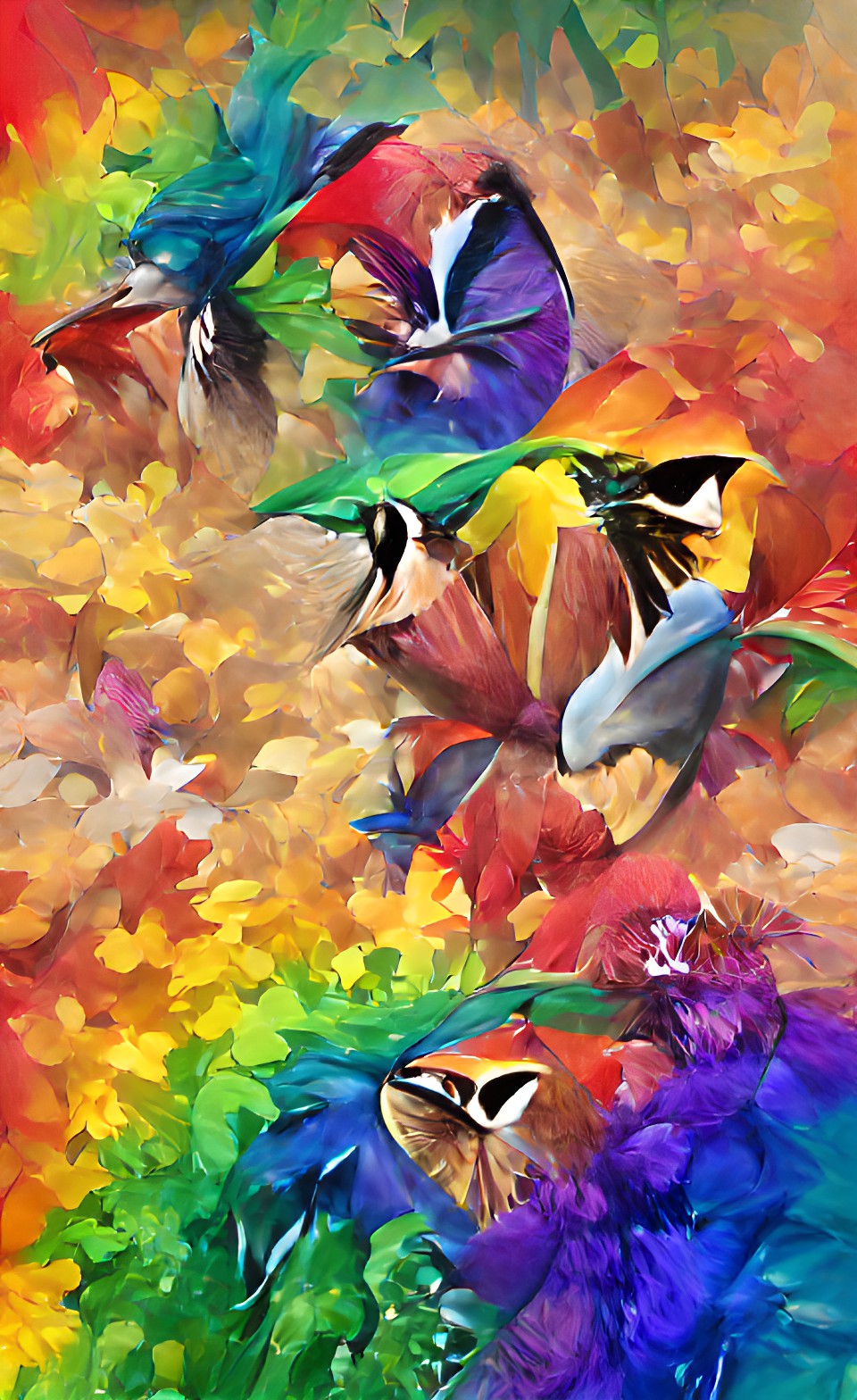 roygbiv birds rainbow butterflies color wheel flowers preview