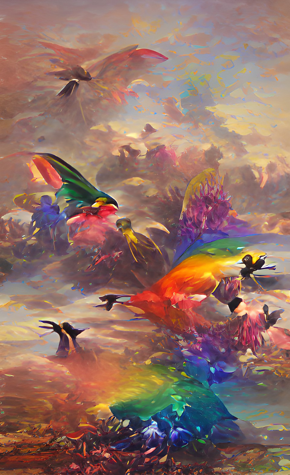 roygbiv birds rainbow butterflies color wheel flowers preview