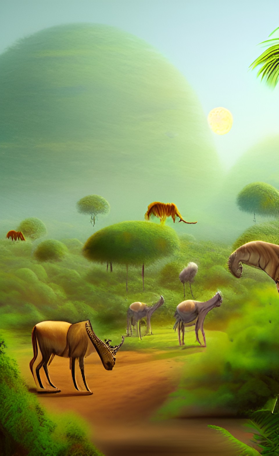 huge heards of animals living in jungles, on a terraformed planet mars (artists conception) preview