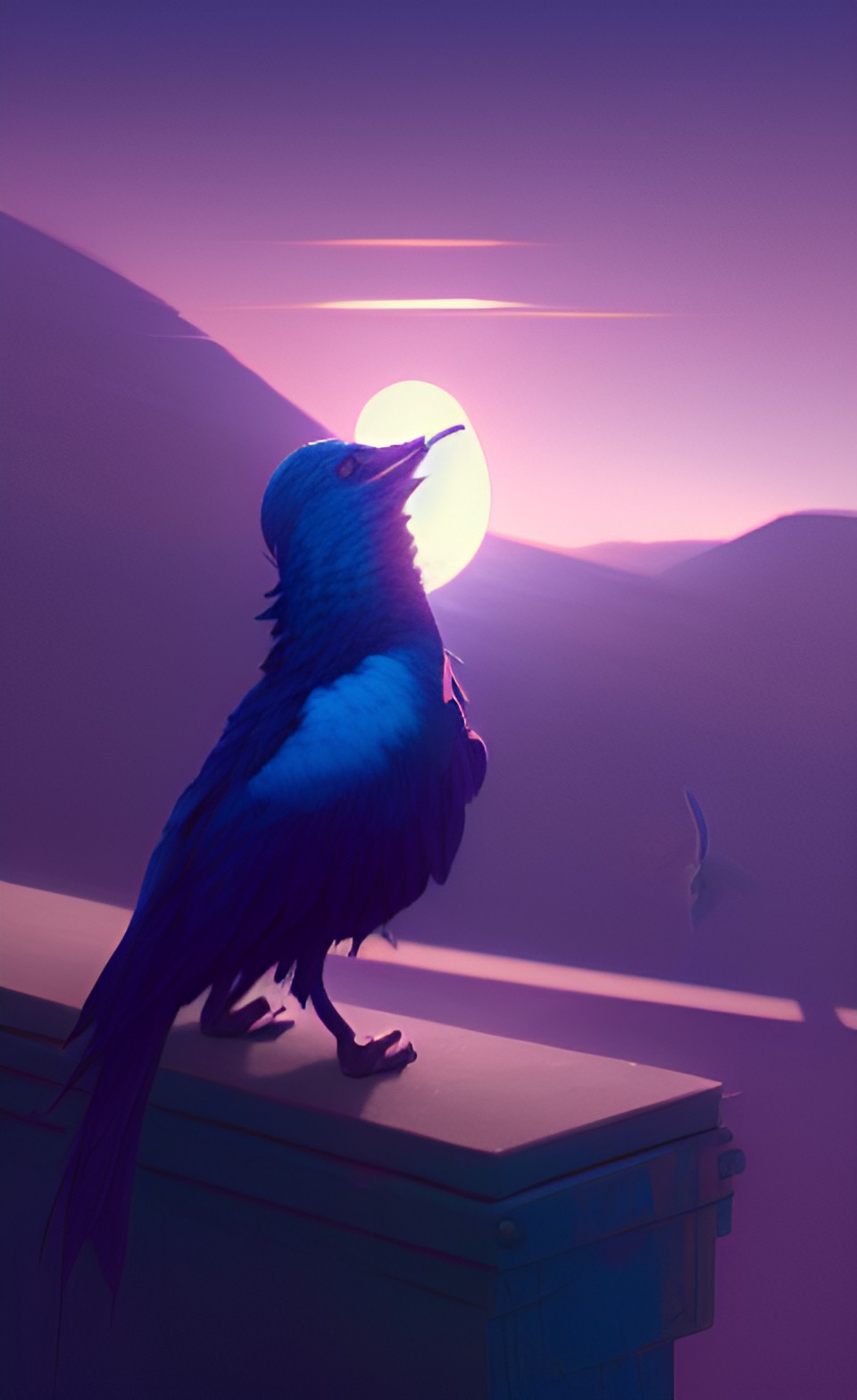 blue sunset birds, dark moon preview