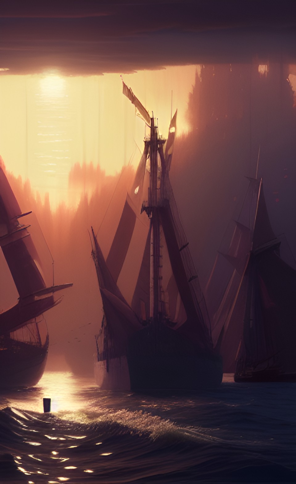 wooden ships on the water preview