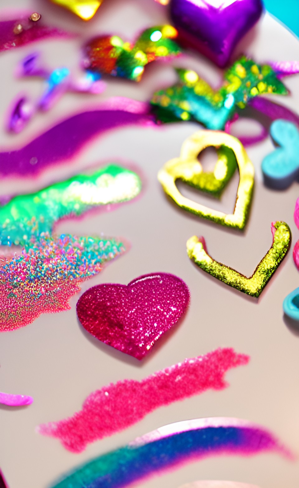 whimsical, colorful, glossy, glittery love preview