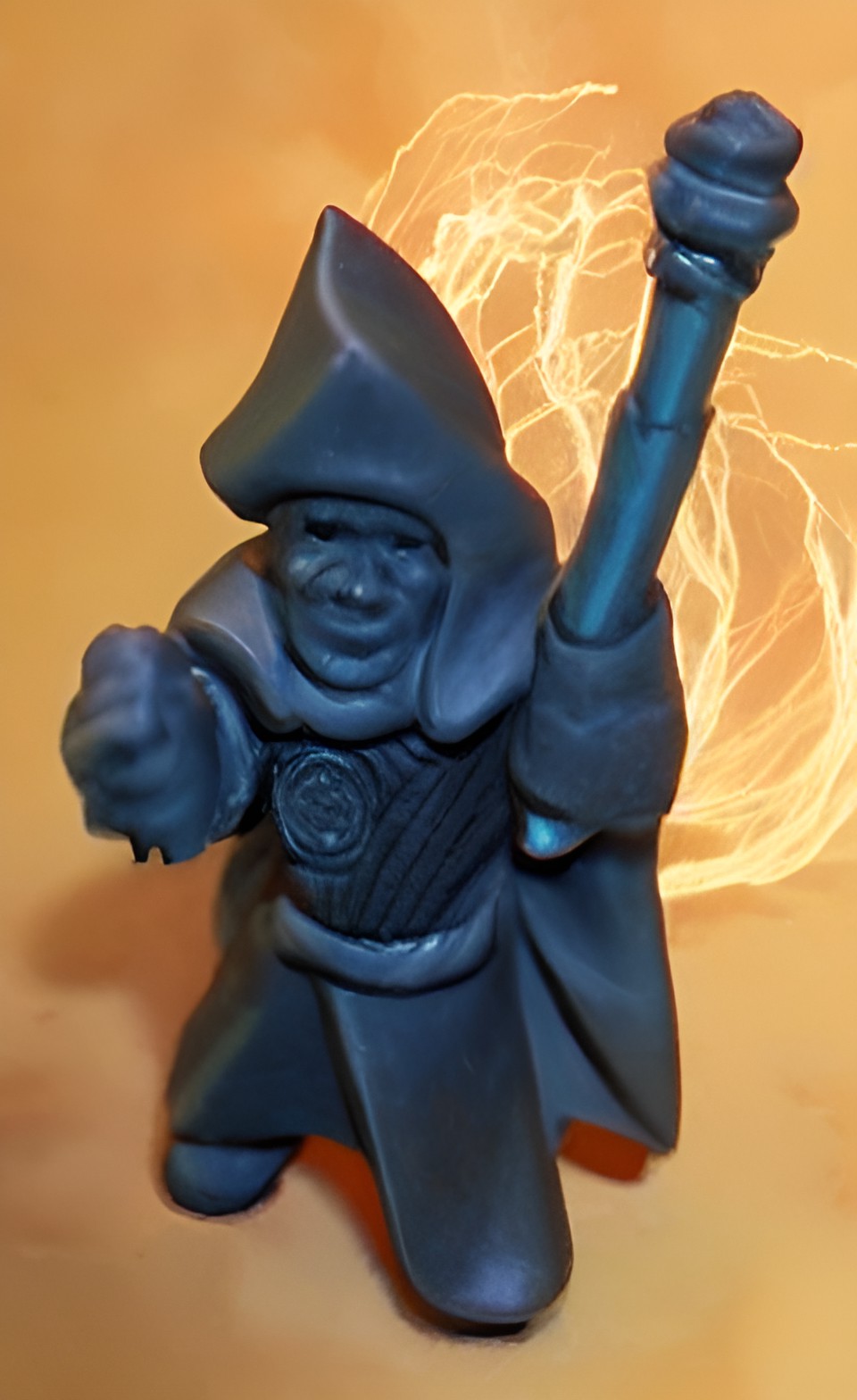 a black stone wizard with a lightning staff preview