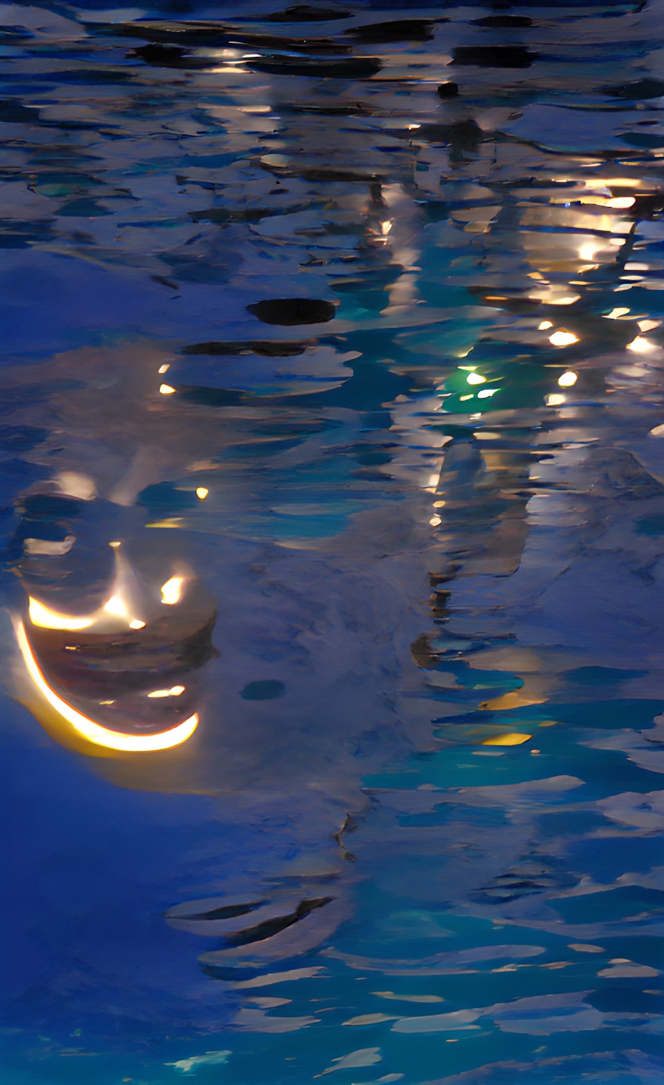 the moon was inside-out and a false night was reflected in the pool of its smile preview