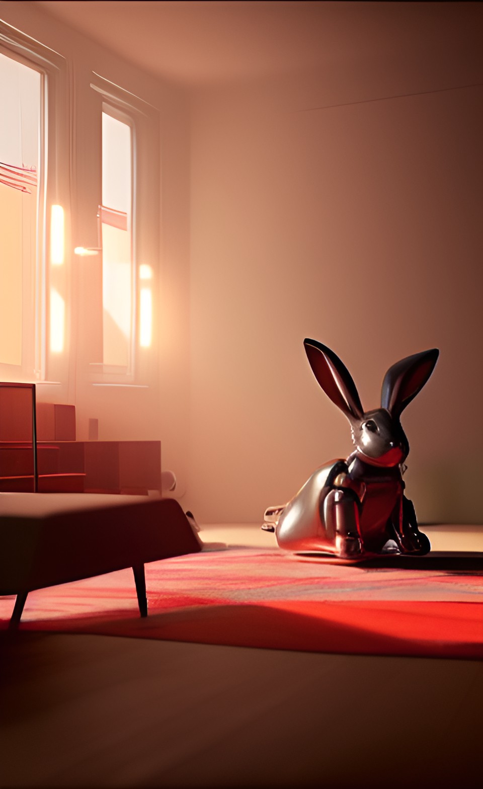 robotic rabbits in a living room preview