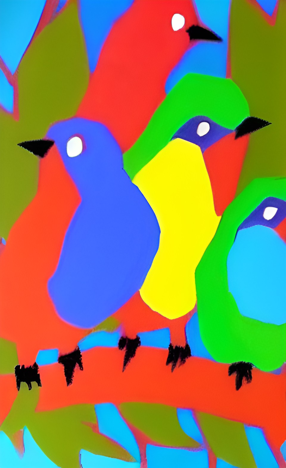 colorful birds in a shrub preview