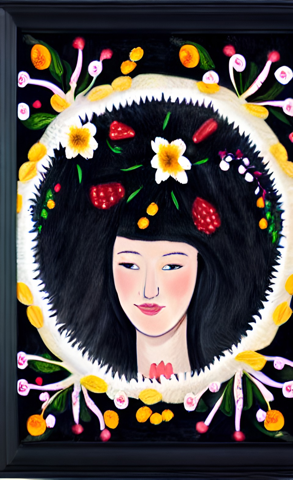 portrait of a woman wreathed in flowers and fruits preview