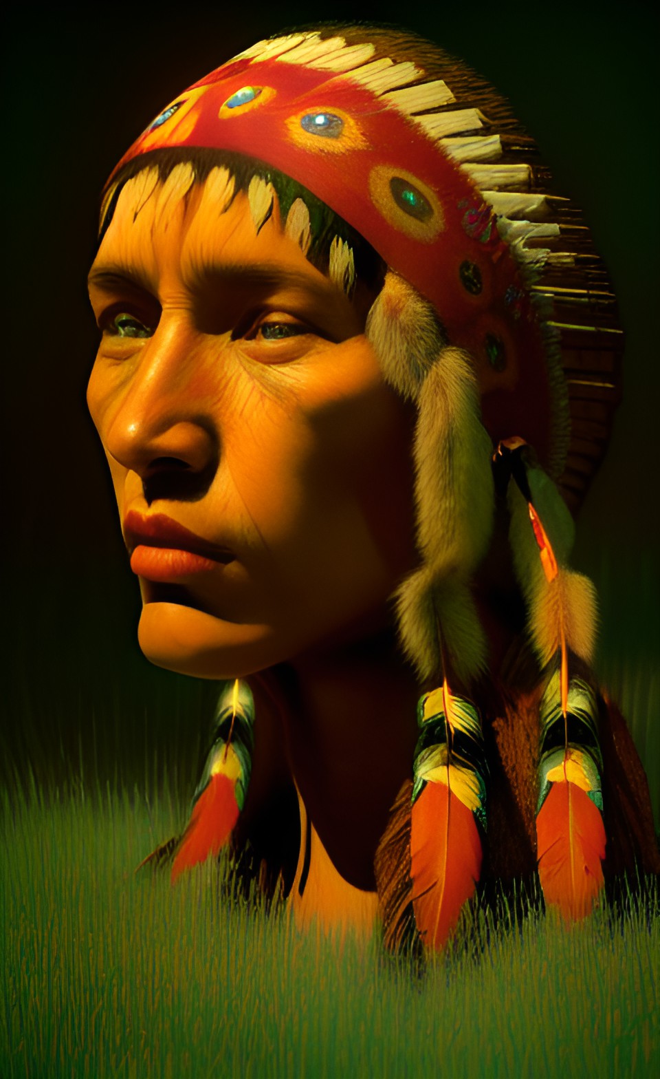 native american , forest, mother earth, fire, realistic preview