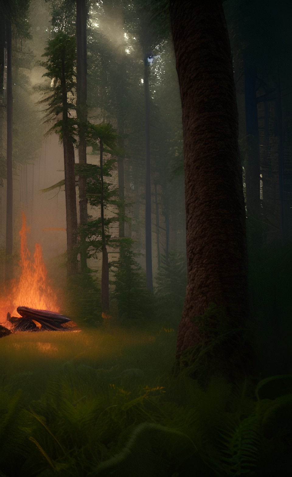 native american , forest, mother earth, fire, realistic preview