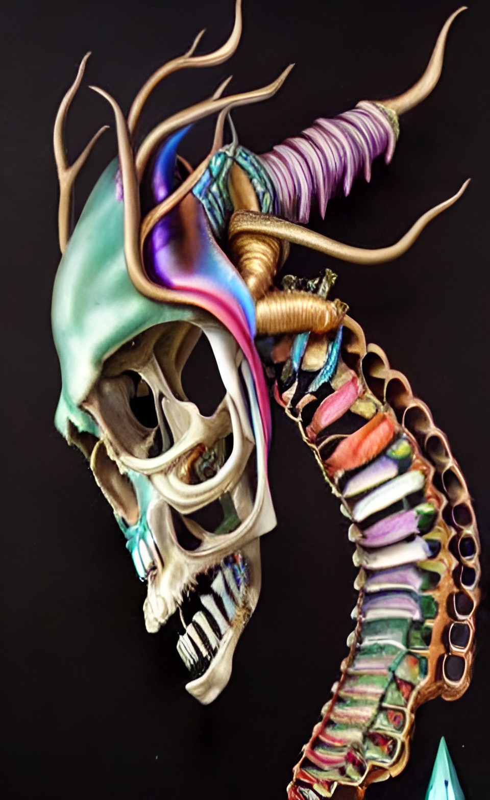 rococo maximalist iridescent portrait botanical anatomy, laughing skeletal bohemian dolphin with extra flesh, 3d collage, highly detailed intricate, surreal illustration dark art, jenny saville preview