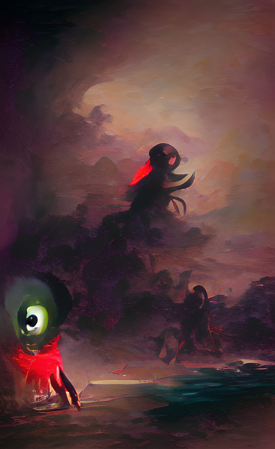 a red eyed demon hiding in the dark preview