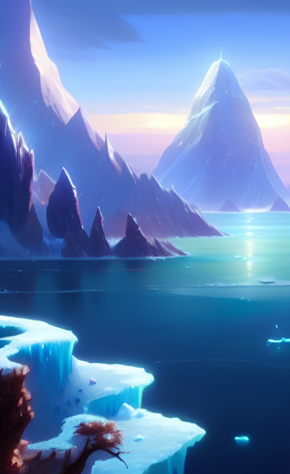 Scarden - a ocean with a icy mountainous island preview