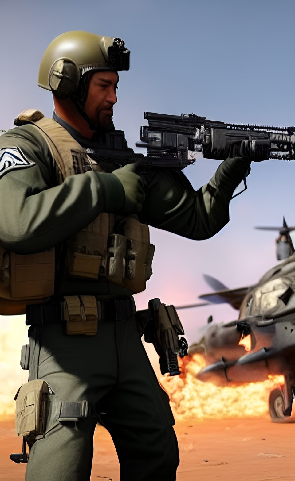 imc advanced pilot special recon unit holding a spitfire lmg with a titan standing preview