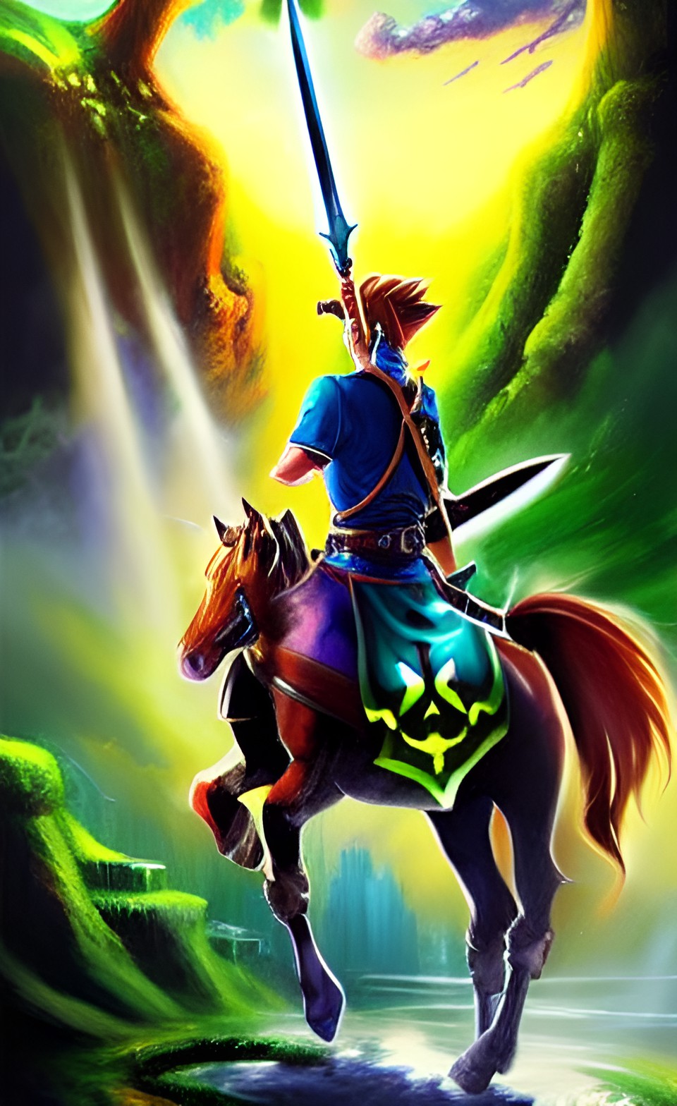 zelda, link, garden. sword , horses preview