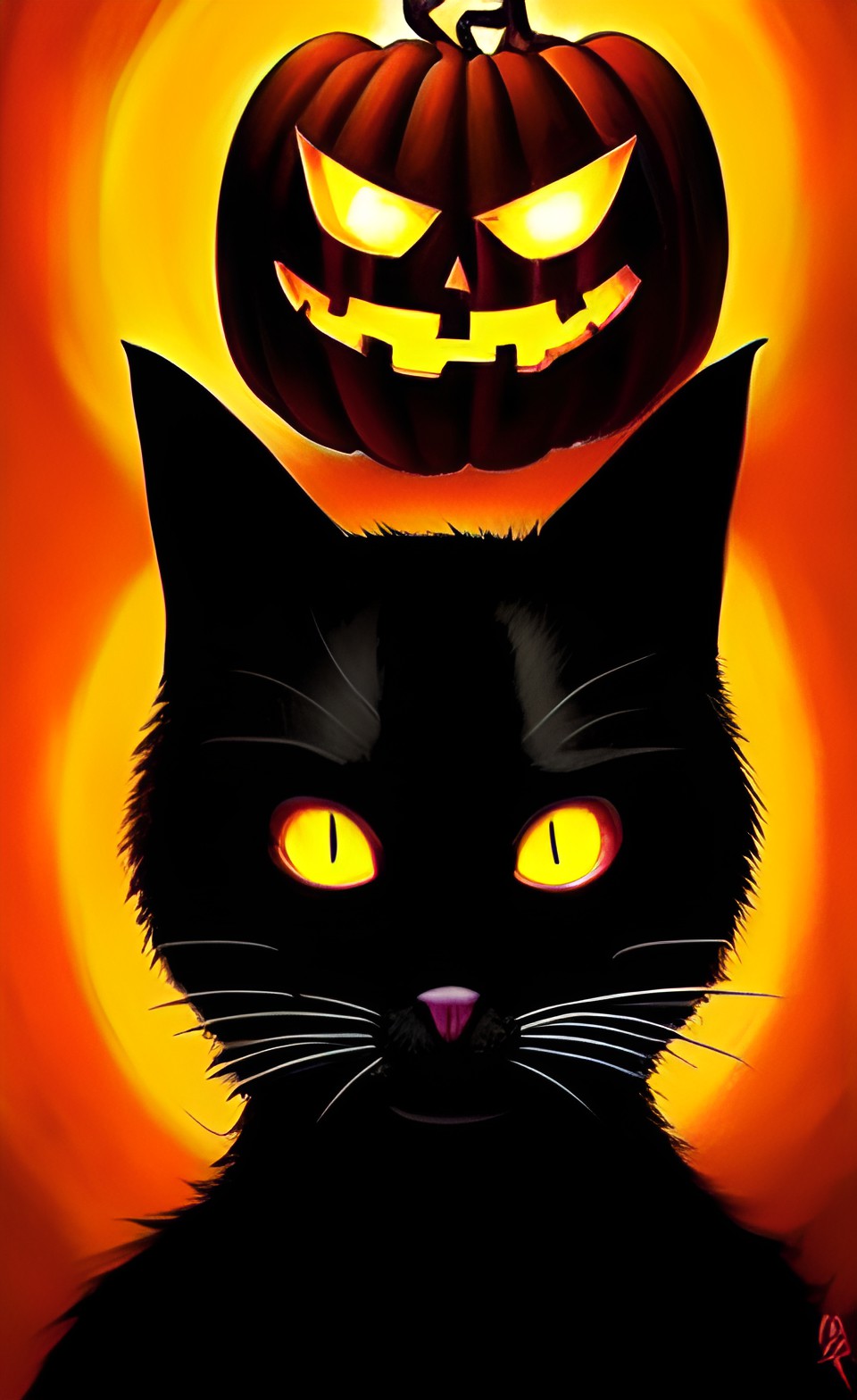 black cat with sparkling yellow eyes, halloween, mysterious, magical preview