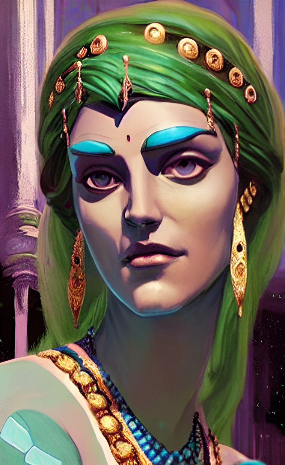 goddess gaia in green and blue preview