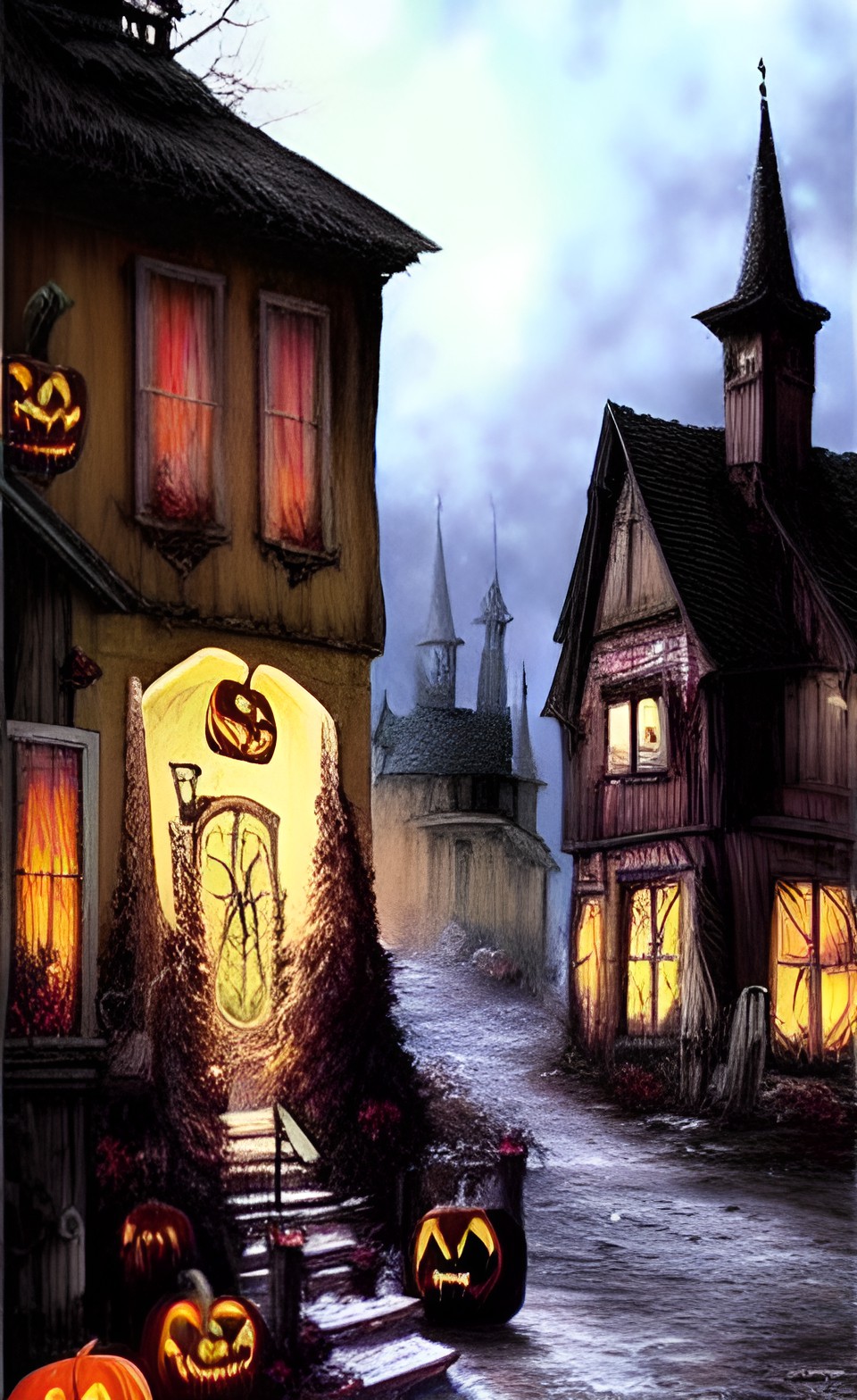 a quaint town decorated for halloween preview