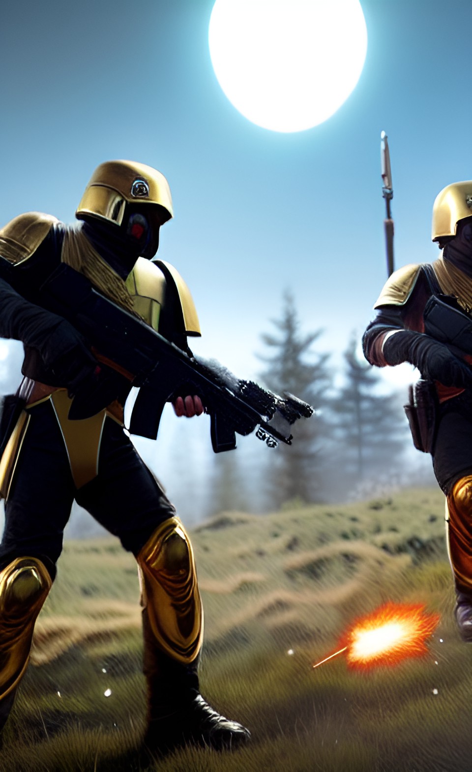 white space soldier fighting black enemies gold visor preview