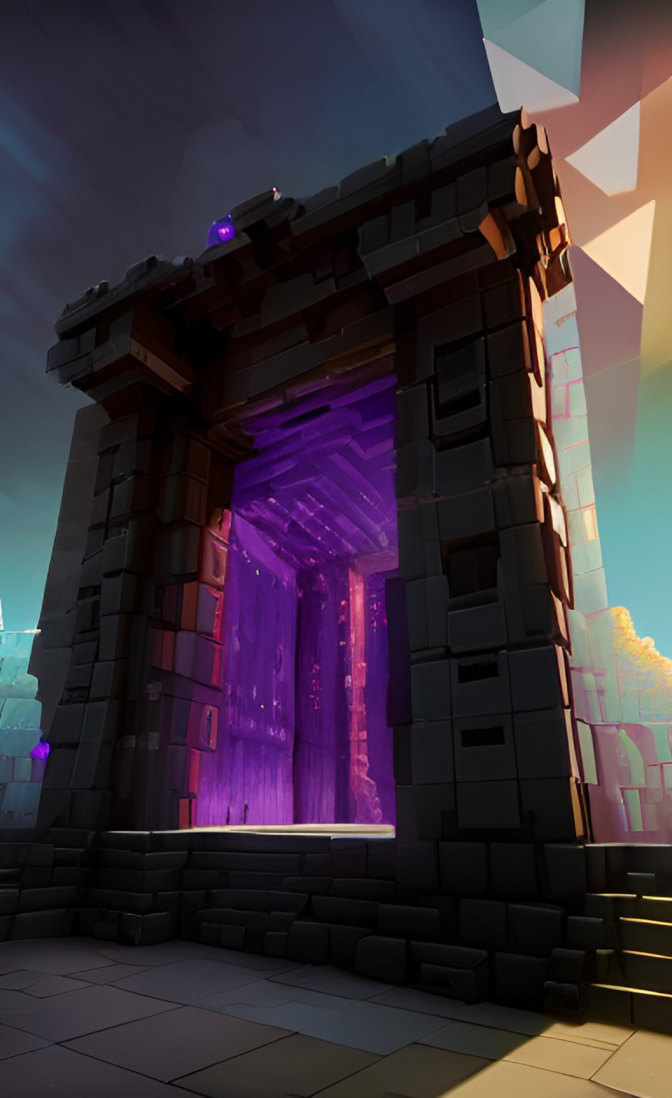 nether portal obsidian portal lit with purple, minecraft portal. nether portal preview