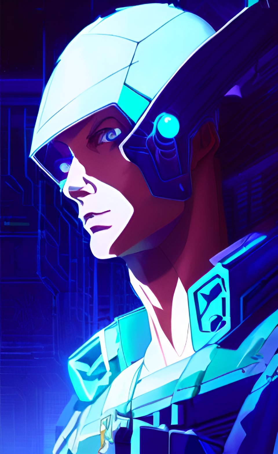 chesar "ghost" black - cyberpunk style character, radiant ghost augmentation, incredibly detailed, cel-chaded, 1980's, calm looking, full body portrait, anime, half translucent preview