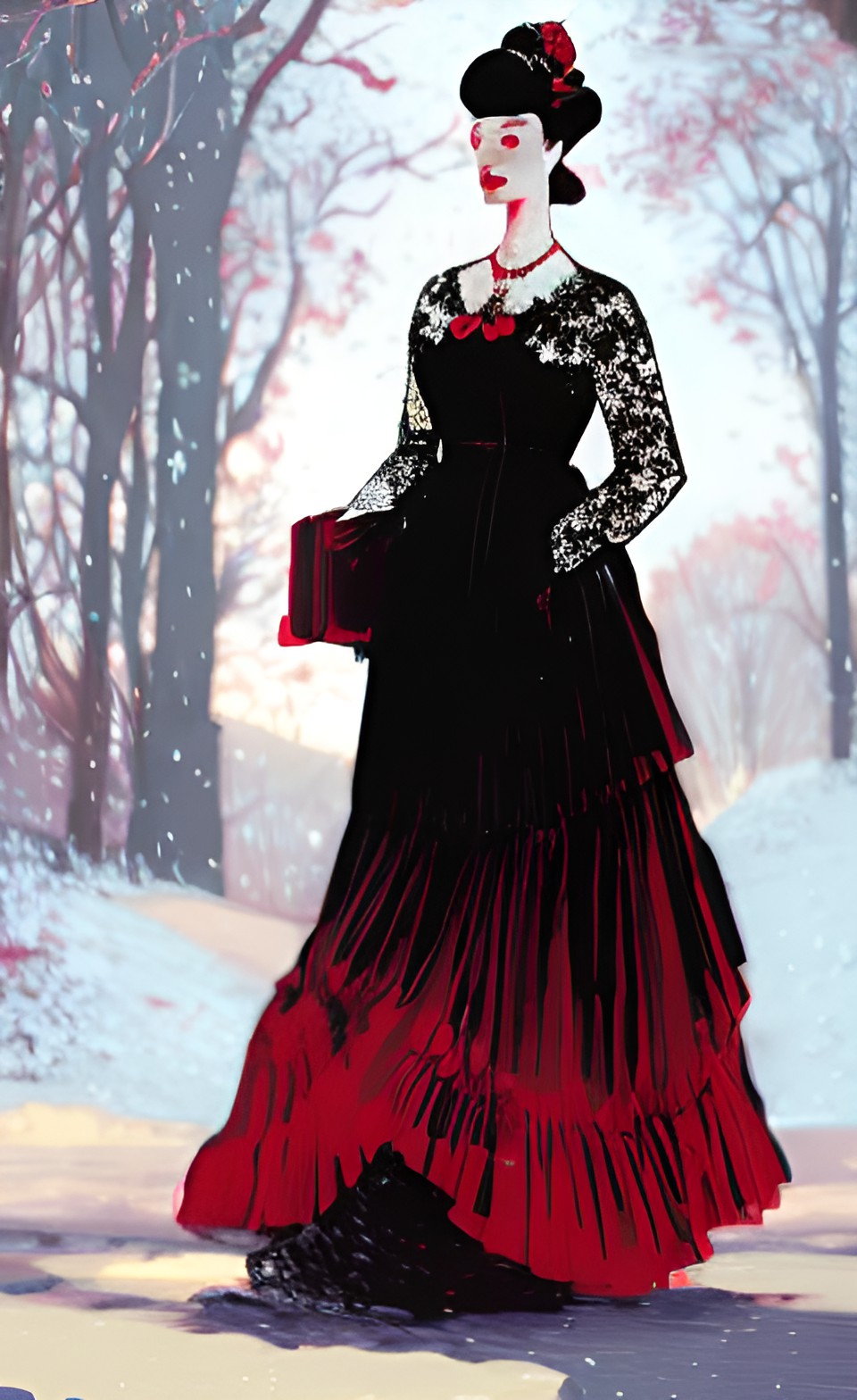 the lady in red and black preview