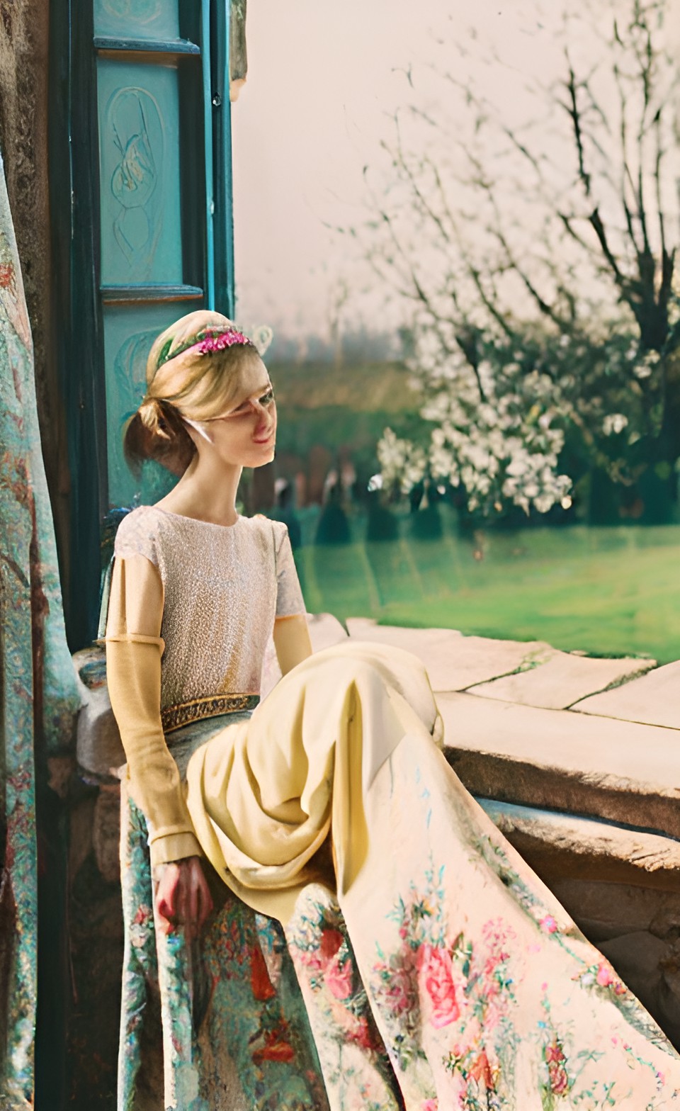 elf princess sitting by palace window in spring preview