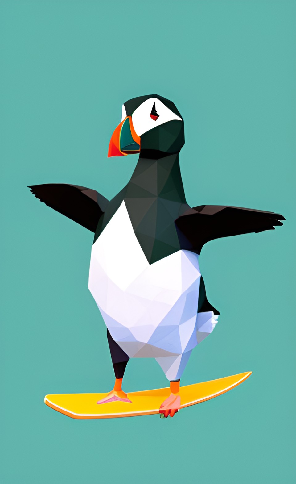 puffin on surf board preview