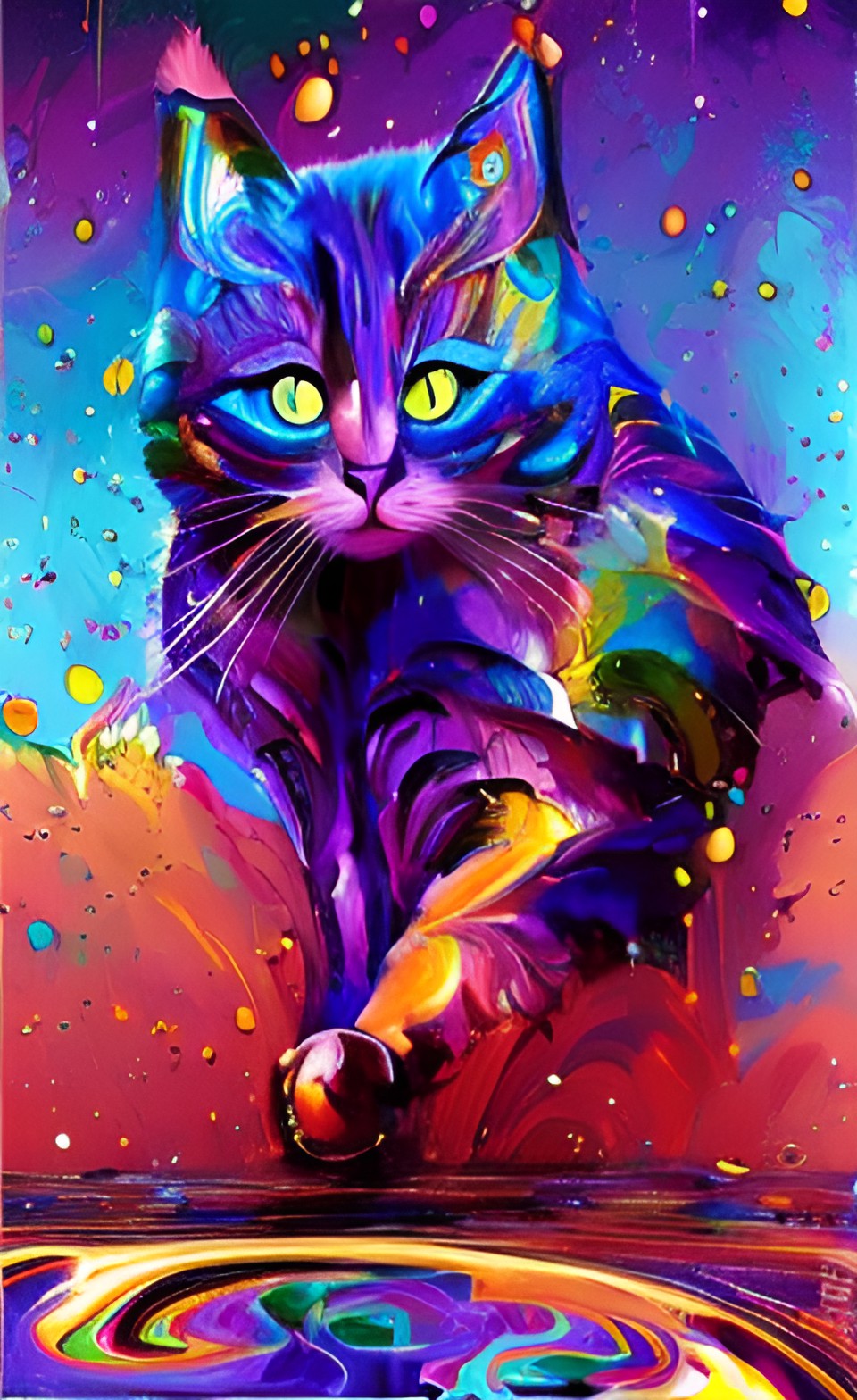 cat, rainbow, glossy, glittery, dark background preview