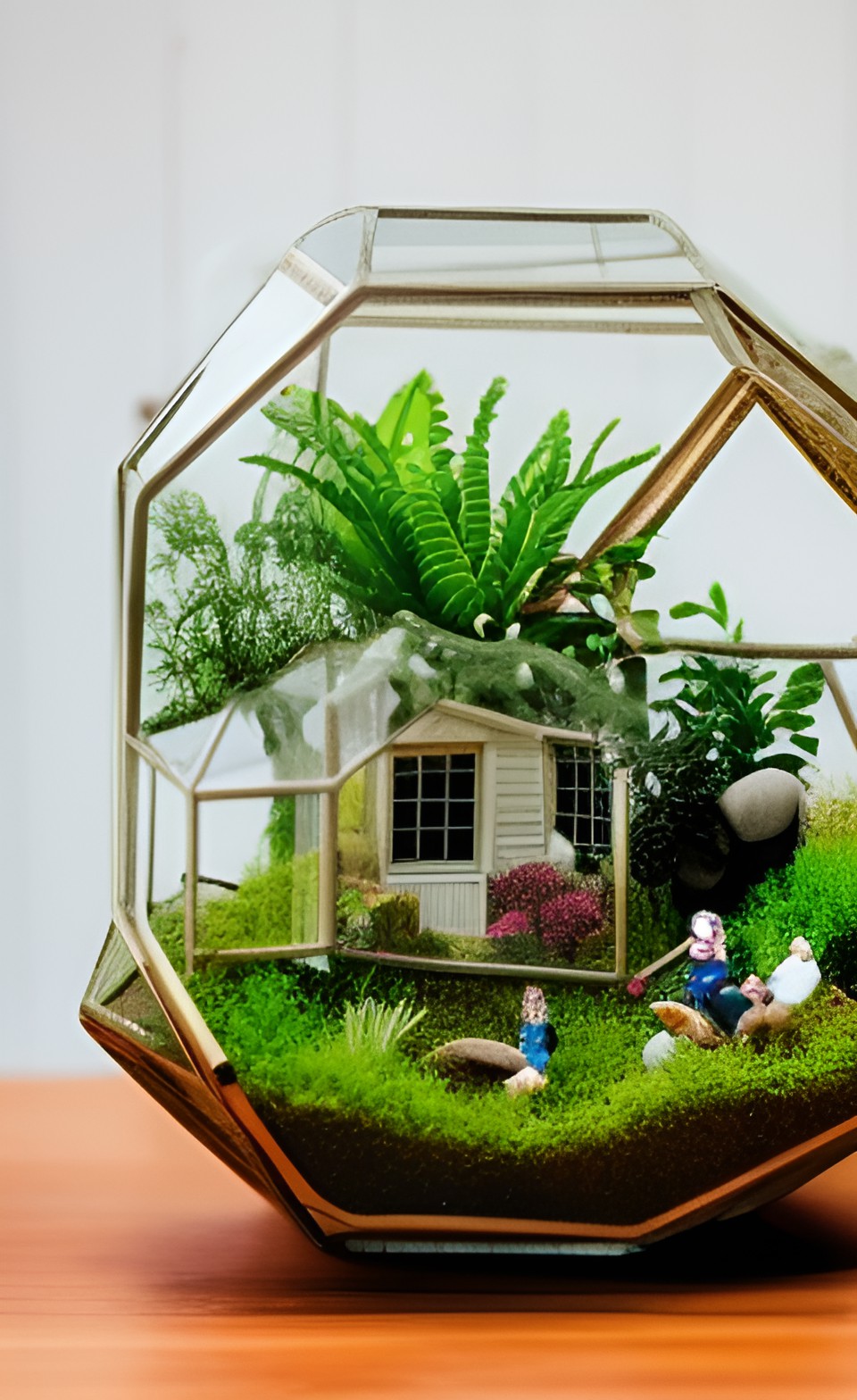 terrarium with tiny people and miniature houses preview