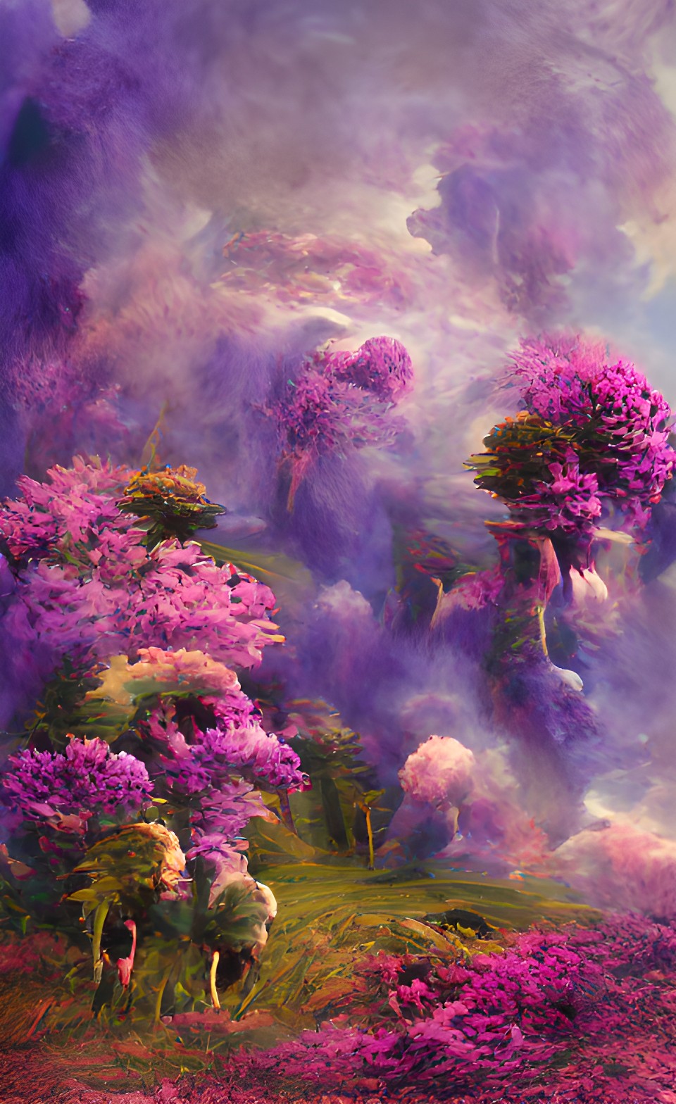 purple flowers, trees , meadows preview