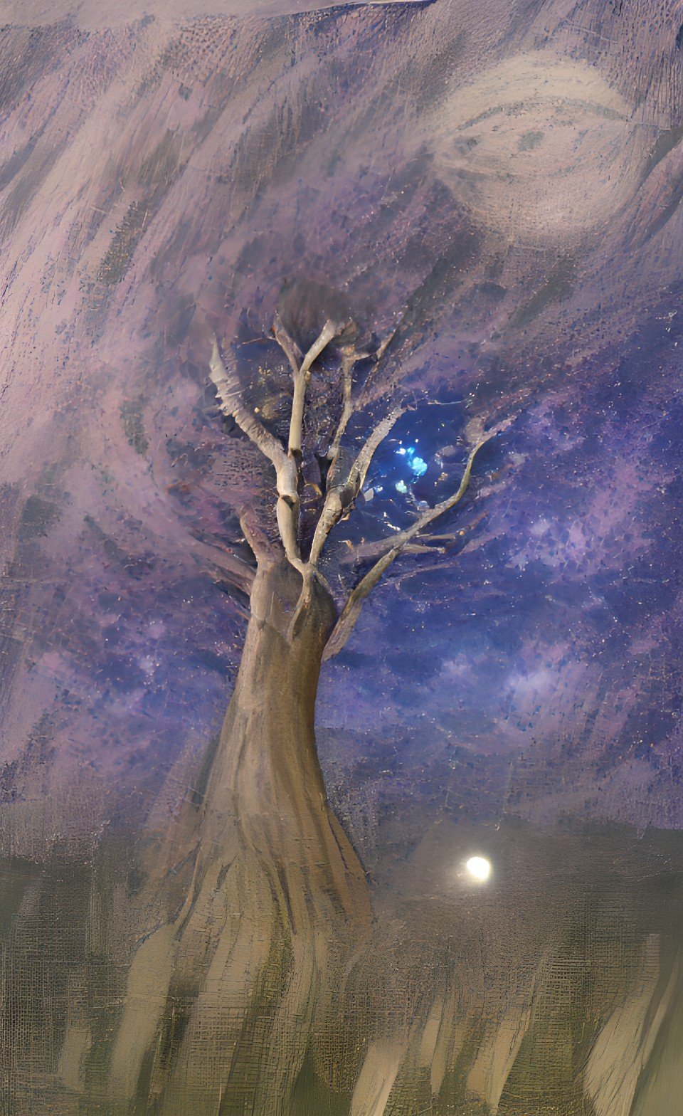 bare tree at night, galactic moon, eye in the sky preview