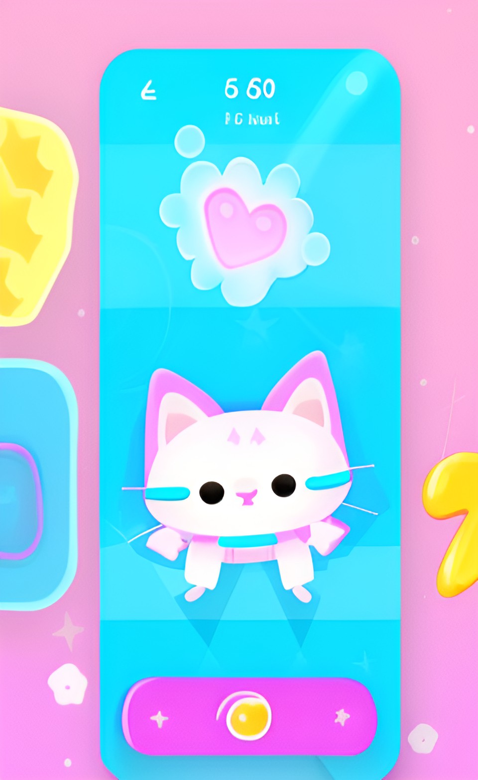 "adorable kawaii mobile game ui for a kitty baking game soft pastel" preview