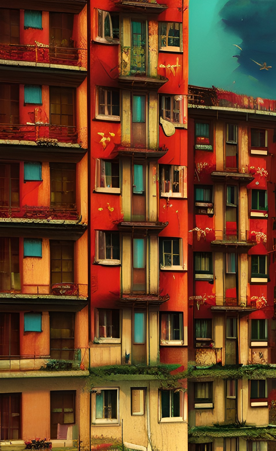 communist apartment buildings, surreal preview