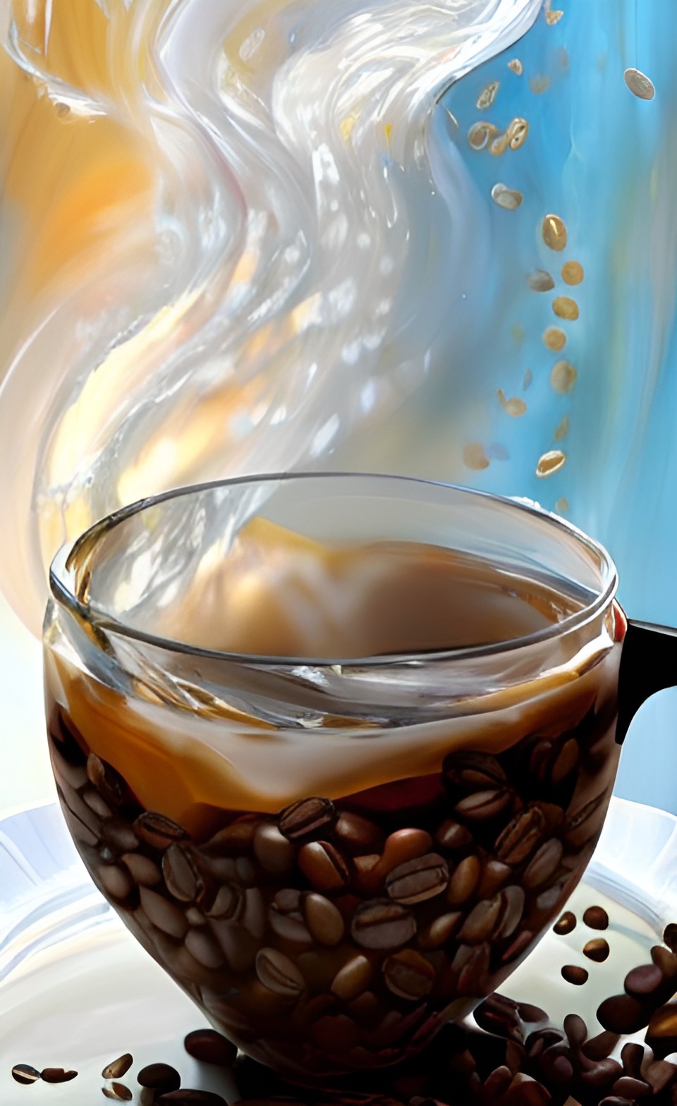 What We Drink - coffee beans, milk, honey, sugar, and vanilla bean pouring into a cup preview